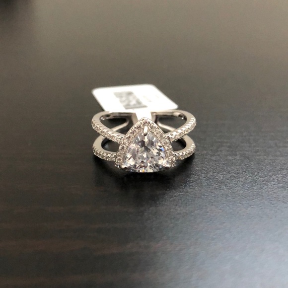 JTV Jewelry - Bella Luce CZ Trillion Cut Rhodium Plated Ring